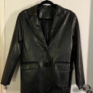 Oversized Faux Leather Blazer